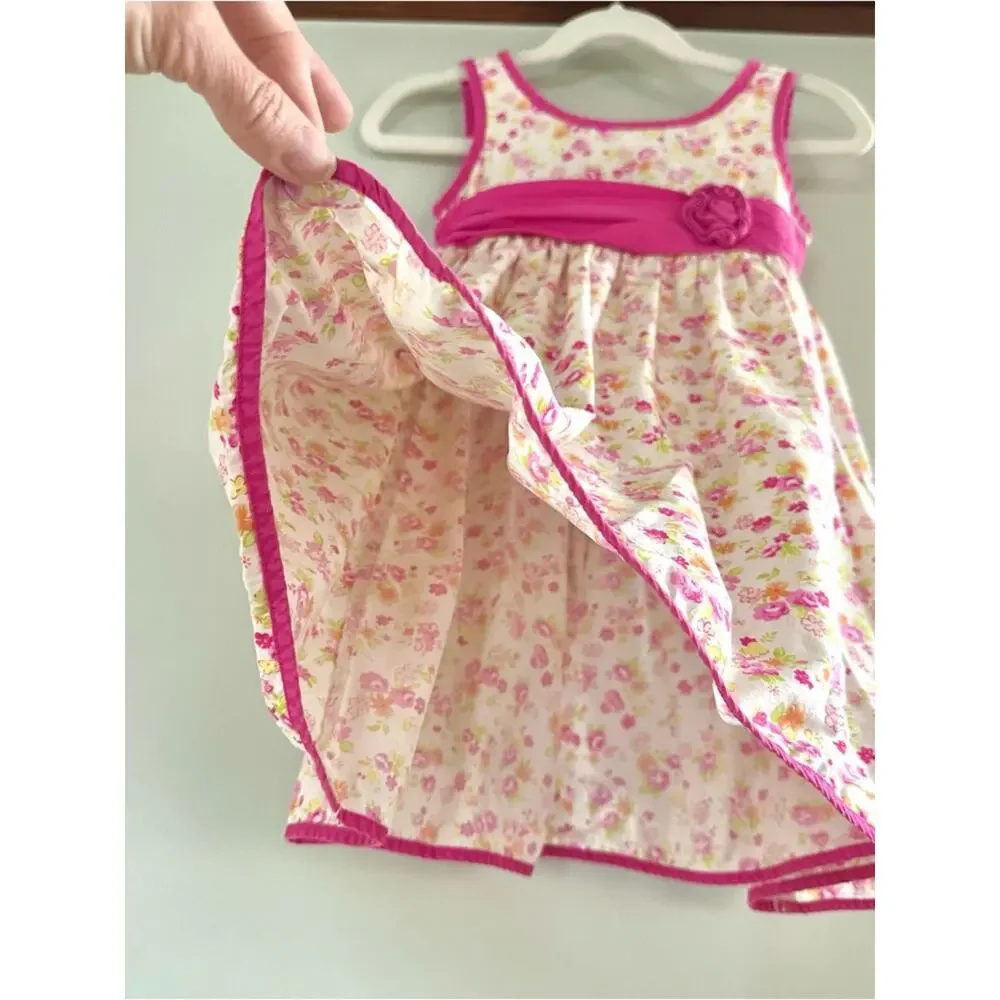 Vintage Jona Michelle Toddler Girls Floral Dress Pink White Size 4T